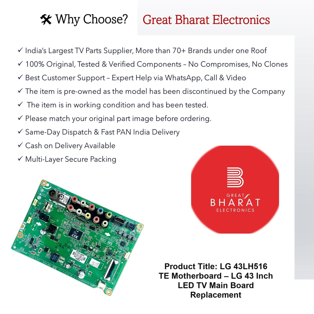 LG 43LH516-TE Motherboard – LG 43 Inch LED TV Main Board Replacement - Great Bharat Electronics