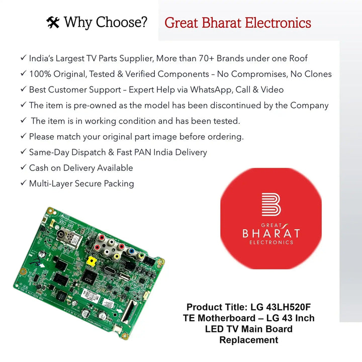 LG 43LH520F-TE Motherboard – LG 43 Inch LED TV Main Board Replacement - Great Bharat Electronics