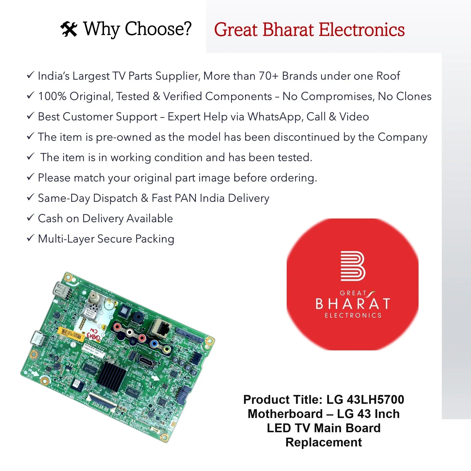 LG 43LH5700 Motherboard – LG 43 Inch LED TV Main Board Replacement - Great Bharat Electronics