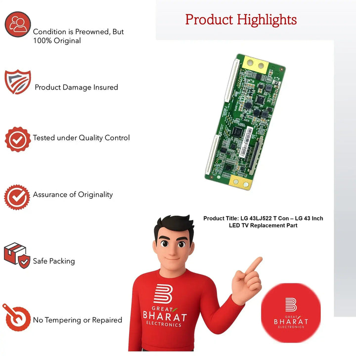 LG 43LJ522 T-Con Board – LG 43 Inch LED TV Replacement Part - Great Bharat Electronics