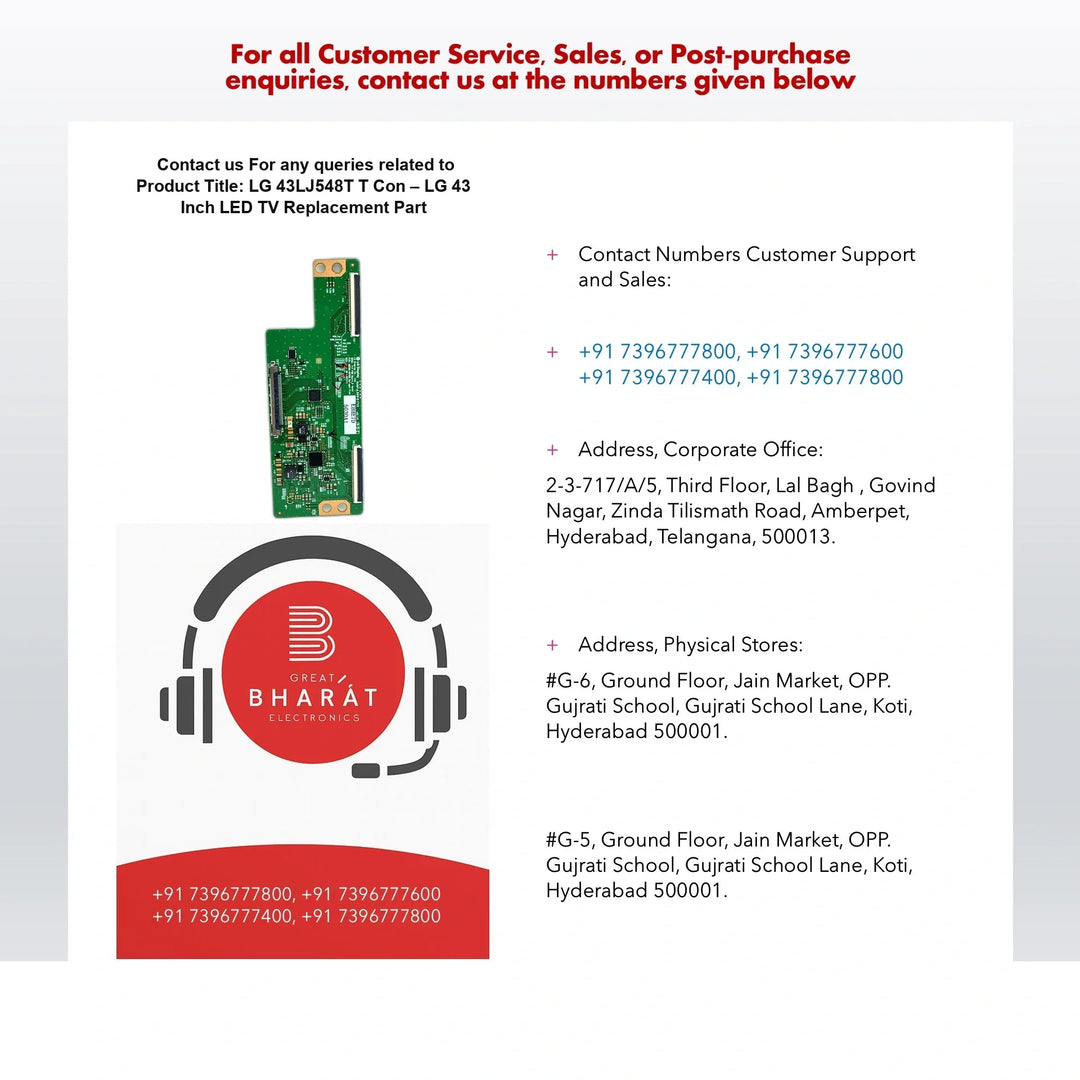 LG 43LJ548T T-Con Board – LG 43 Inch LED TV Replacement Part - Great Bharat Electronics