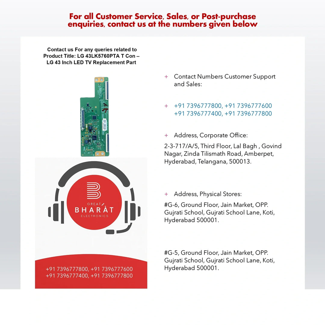 LG 43LK5760PTA T-Con Board – LG 43 Inch LED TV Replacement Part - Great Bharat Electronics