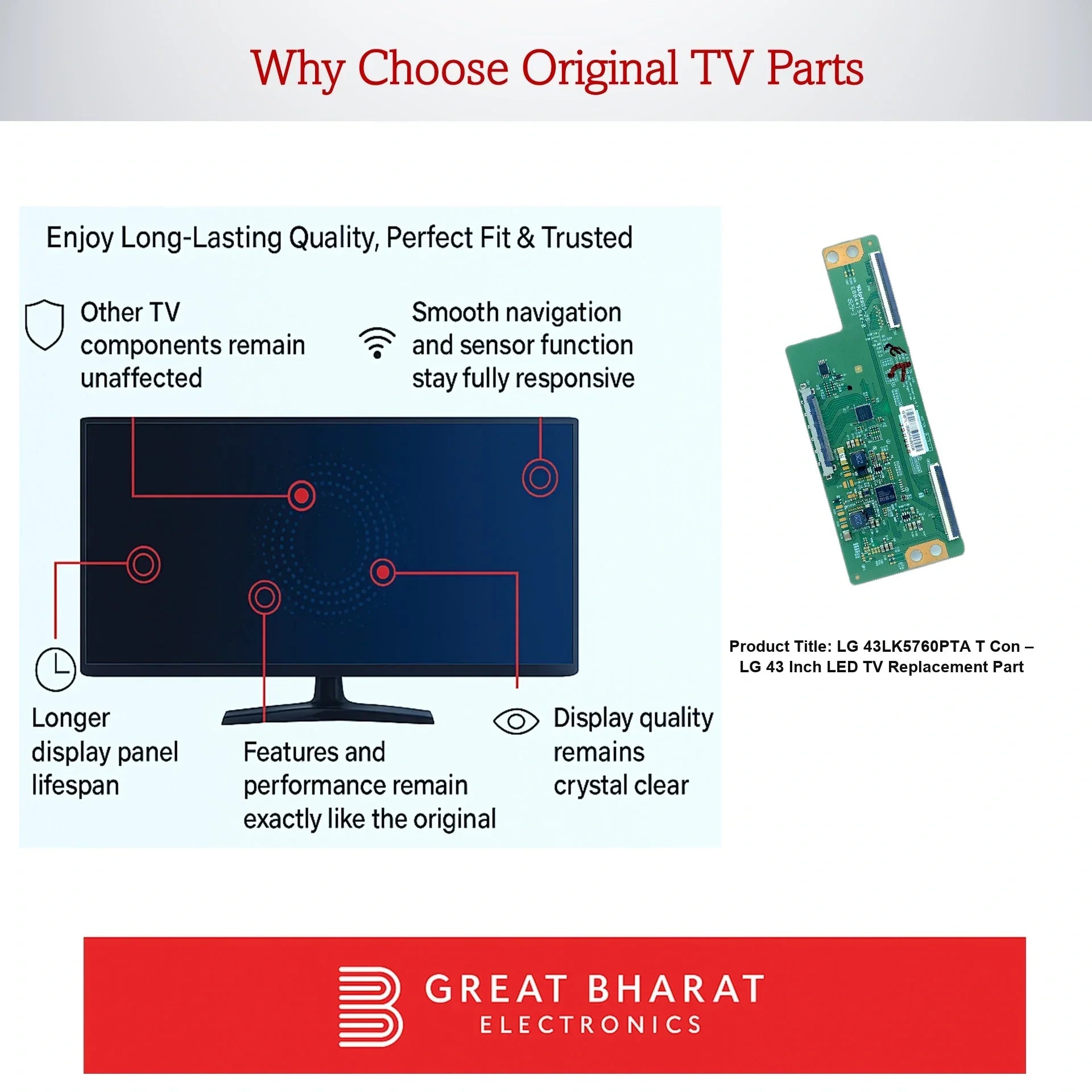 LG 43LK5760PTA T-Con Board – LG 43 Inch LED TV Replacement Part - Great Bharat Electronics