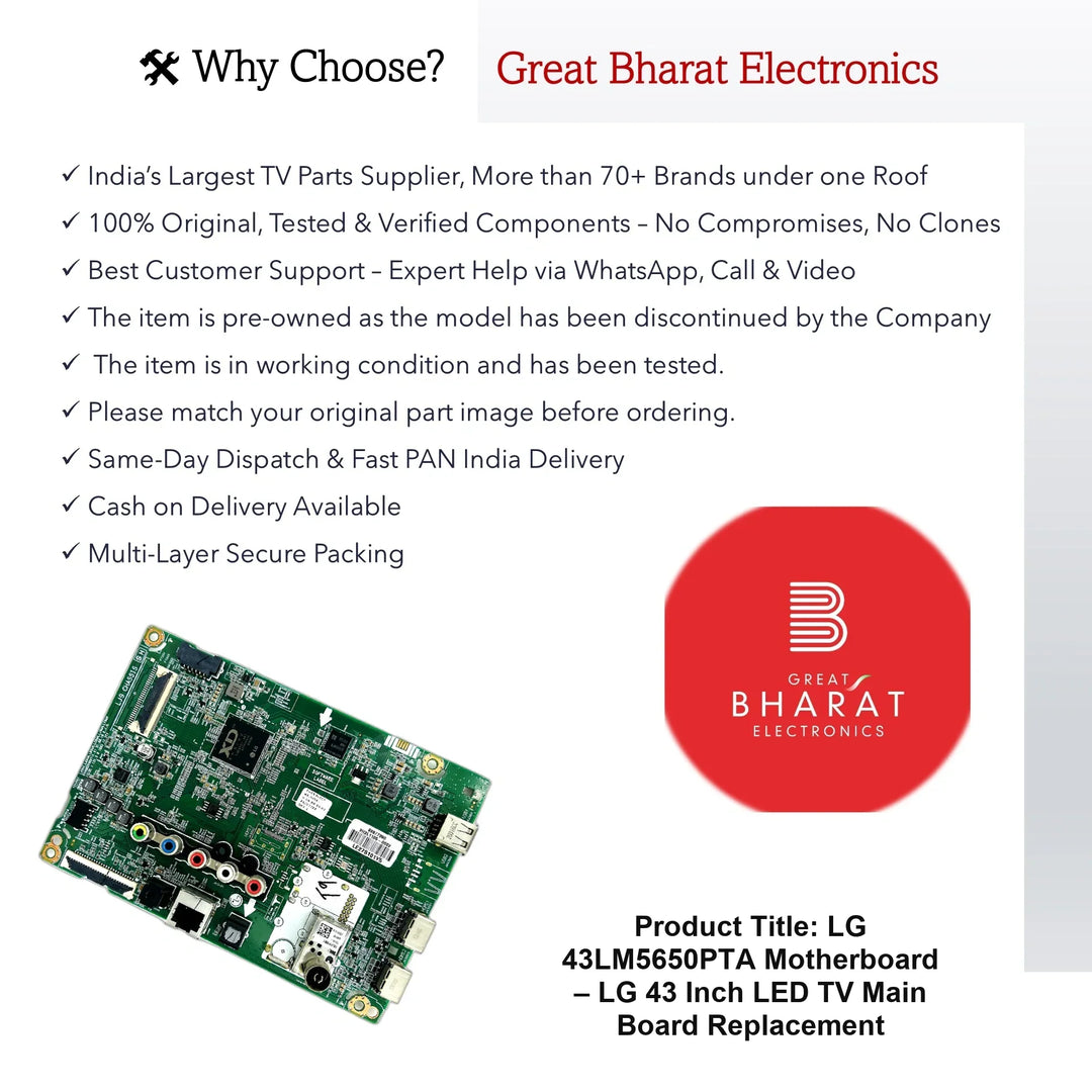 LG 43LM5650PTA Motherboard – LG 43 Inch LED TV Main Board Replacement - Great Bharat Electronics