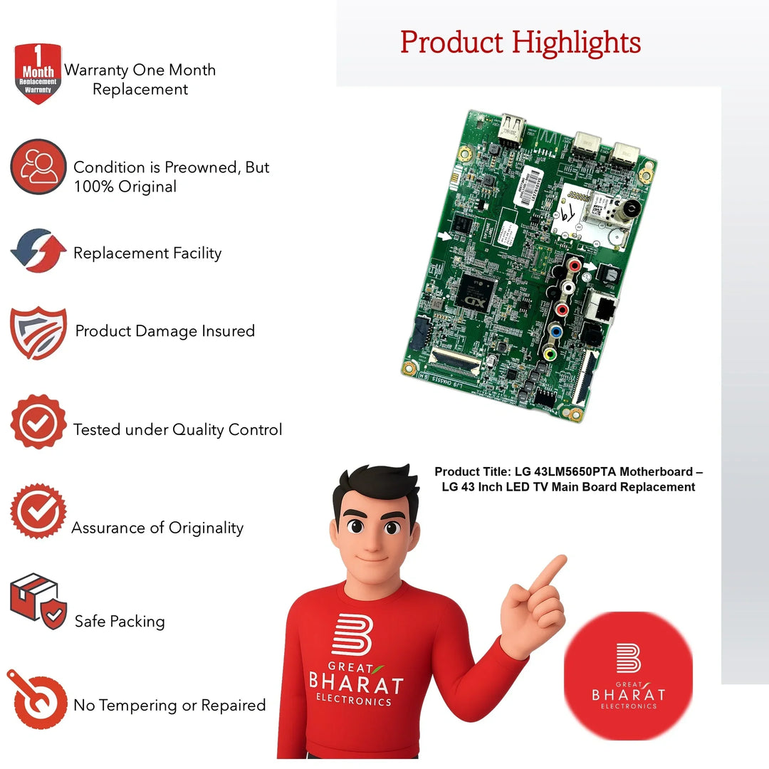 LG 43LM5650PTA Motherboard – LG 43 Inch LED TV Main Board Replacement - Great Bharat Electronics