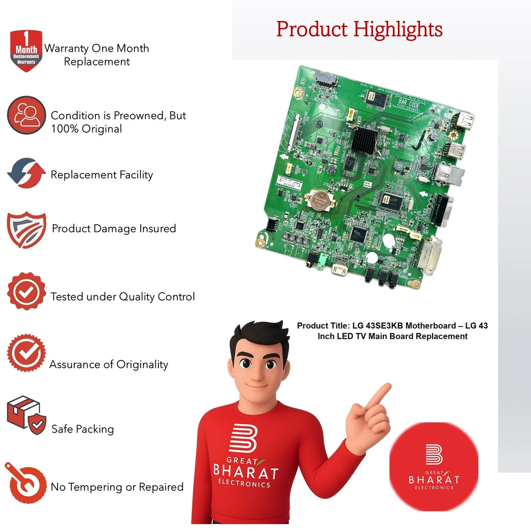 LG 43SE3KB Motherboard – LG 43 Inch LED TV Main Board Replacement - Great Bharat Electronics