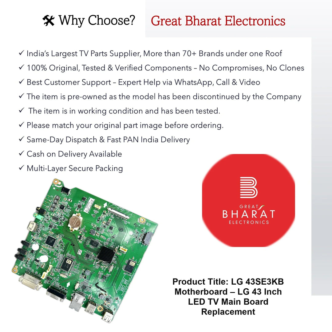LG 43SE3KB Motherboard – LG 43 Inch LED TV Main Board Replacement - Great Bharat Electronics