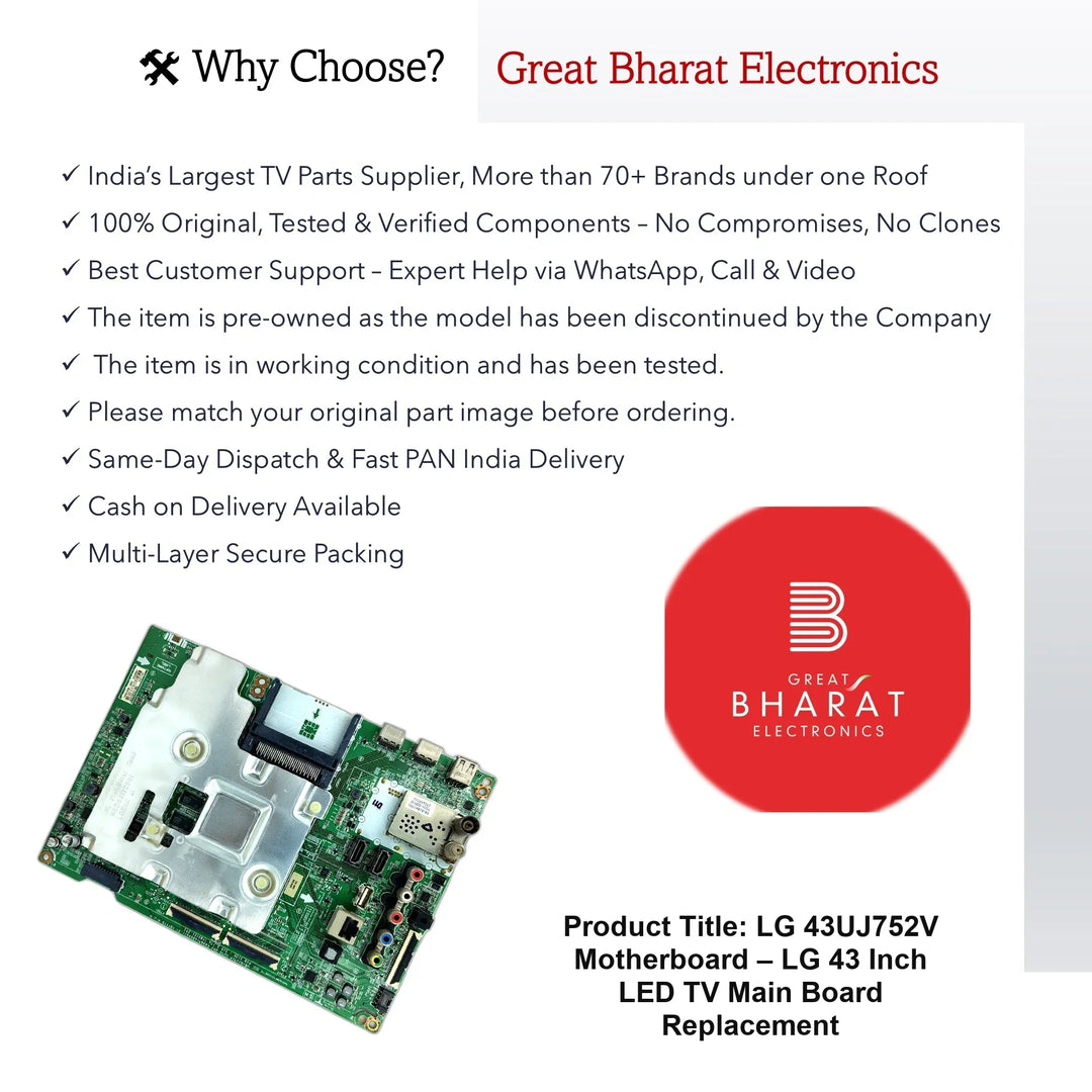 LG 43UJ752V Motherboard – LG 43 Inch LED TV Main Board Replacement - Great Bharat Electronics