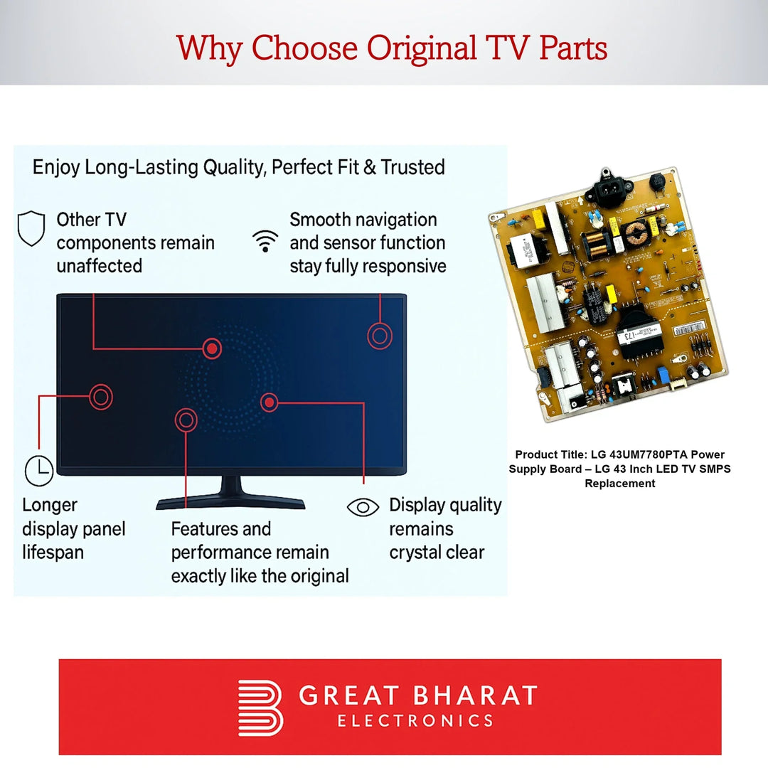 LG 43UM7780PTA Power Supply Board – LG 43 Inch LED TV SMPS Replacement - Great Bharat Electronics