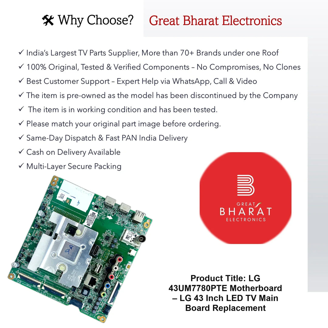LG 43UM7780PTE Motherboard – LG 43 Inch LED TV Main Board Replacement - Great Bharat Electronics