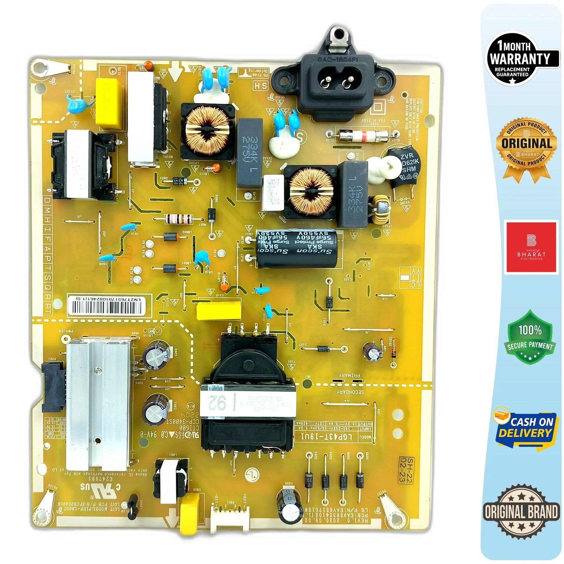 LG 43UP7500PTZ Power Supply Board – LG 43 Inch LED TV SMPS Replacement - Great Bharat Electronics