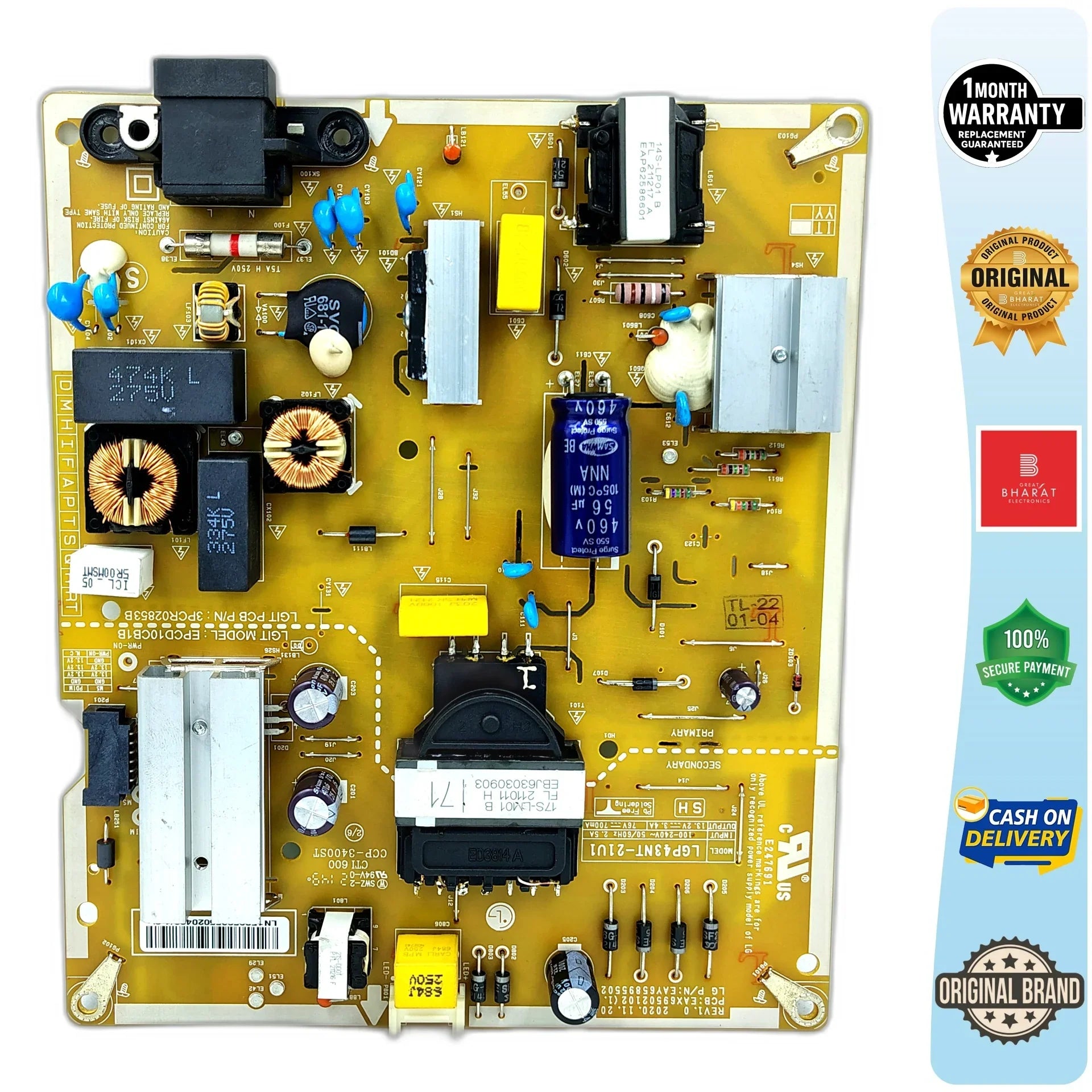 LG 43UP7740PTZ Power Supply Board – LG 43 Inch LED TV SMPS Replacement - Great Bharat Electronics