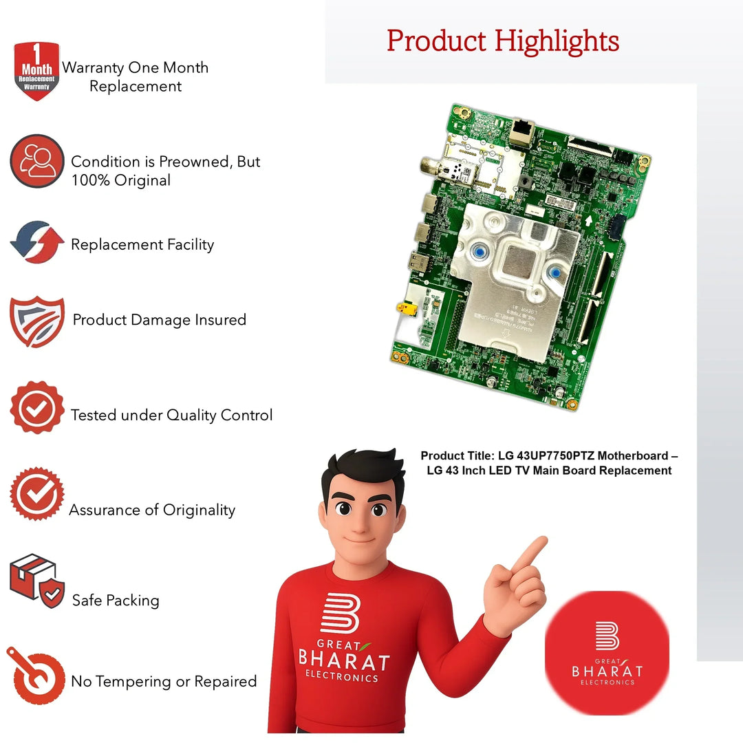 LG 43UP7750PTZ Motherboard – LG 43 Inch LED TV Main Board Replacement - Great Bharat Electronics