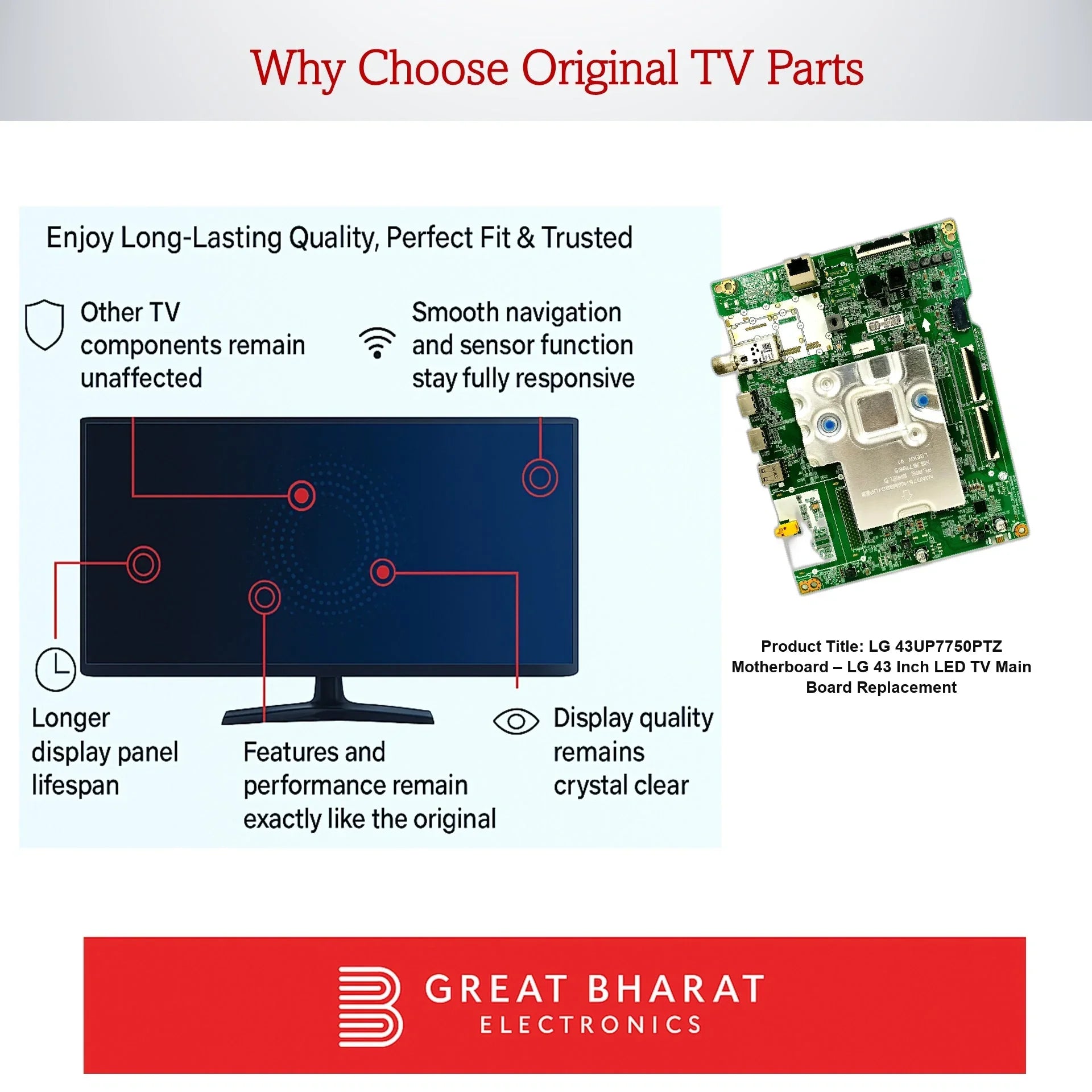 LG 43UP7750PTZ Motherboard – LG 43 Inch LED TV Main Board Replacement - Great Bharat Electronics