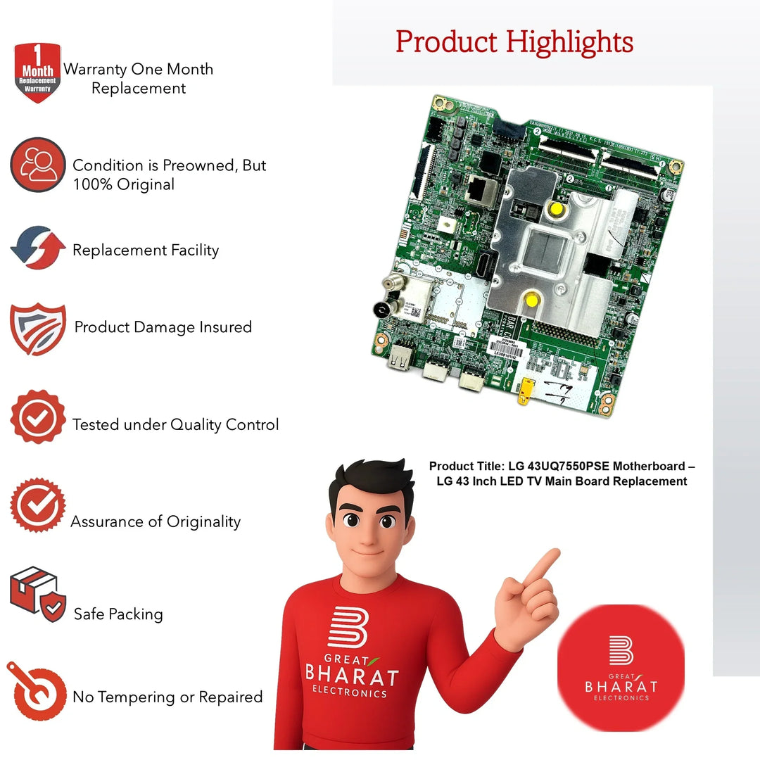 LG 43UQ7550PSE Motherboard – LG 43 Inch LED TV Main Board Replacement - Great Bharat Electronics