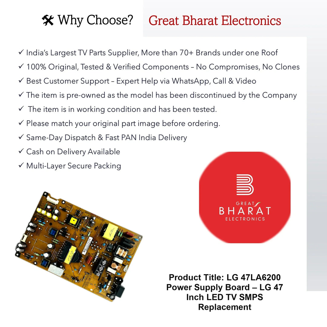LG 47LA6200 Power Supply Board – LG 47 Inch LED TV SMPS Replacement - Great Bharat Electronics