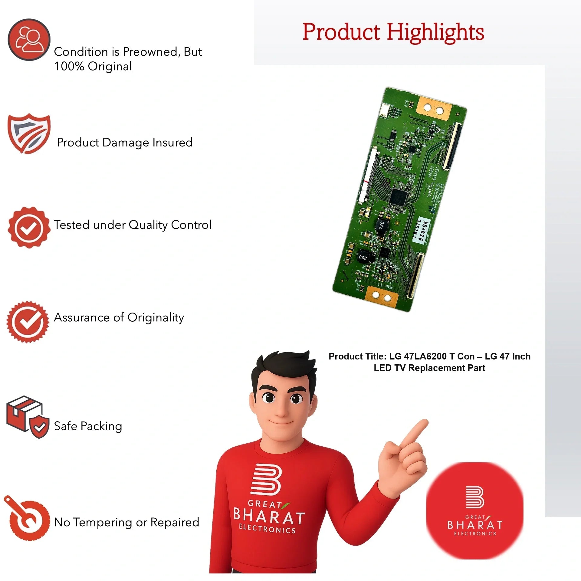 LG 47LA6200 T-Con Board – LG 47 Inch LED TV Replacement Part - Great Bharat Electronics
