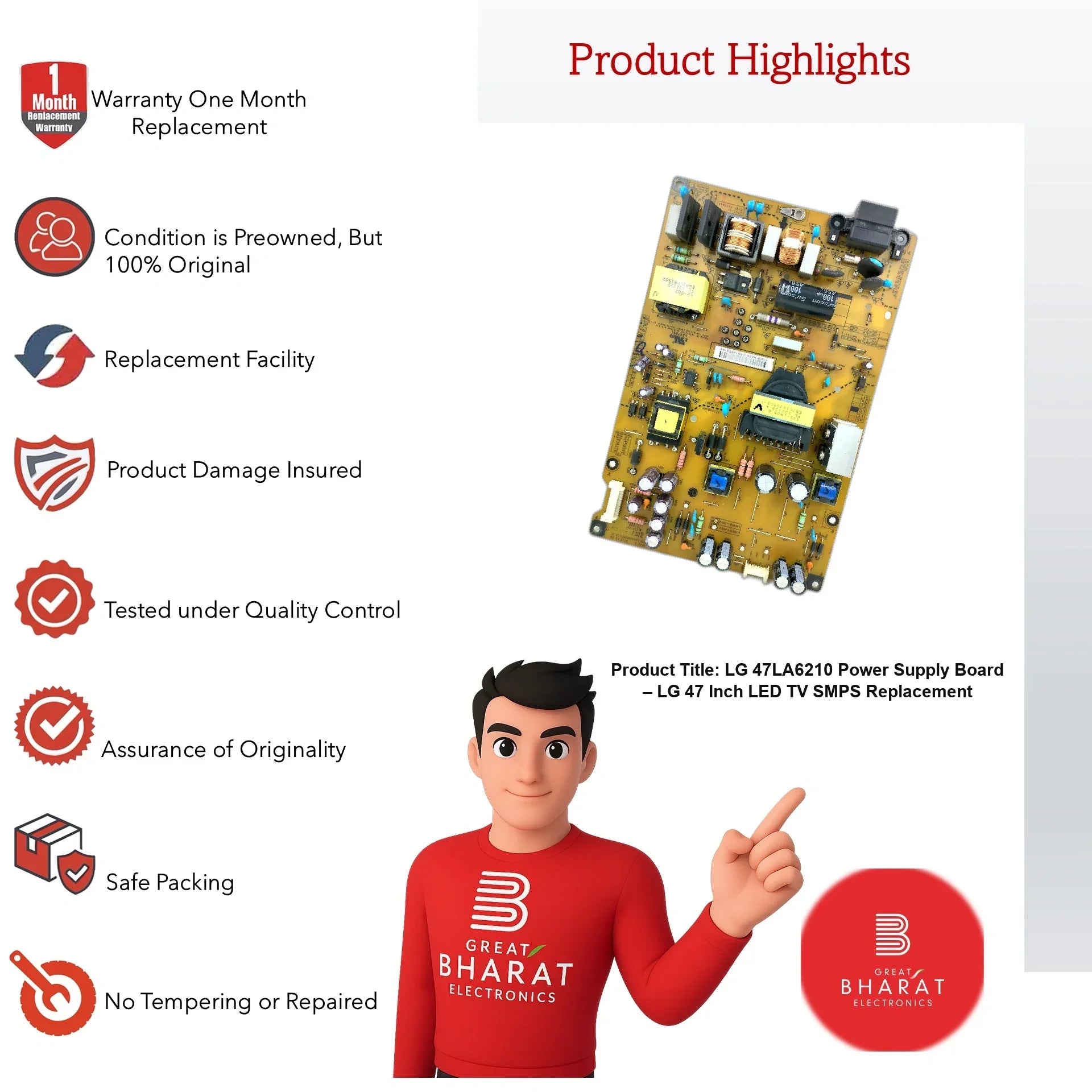 LG 47LA6210 Power Supply Board – LG 47 Inch LED TV SMPS Replacement - Great Bharat Electronics