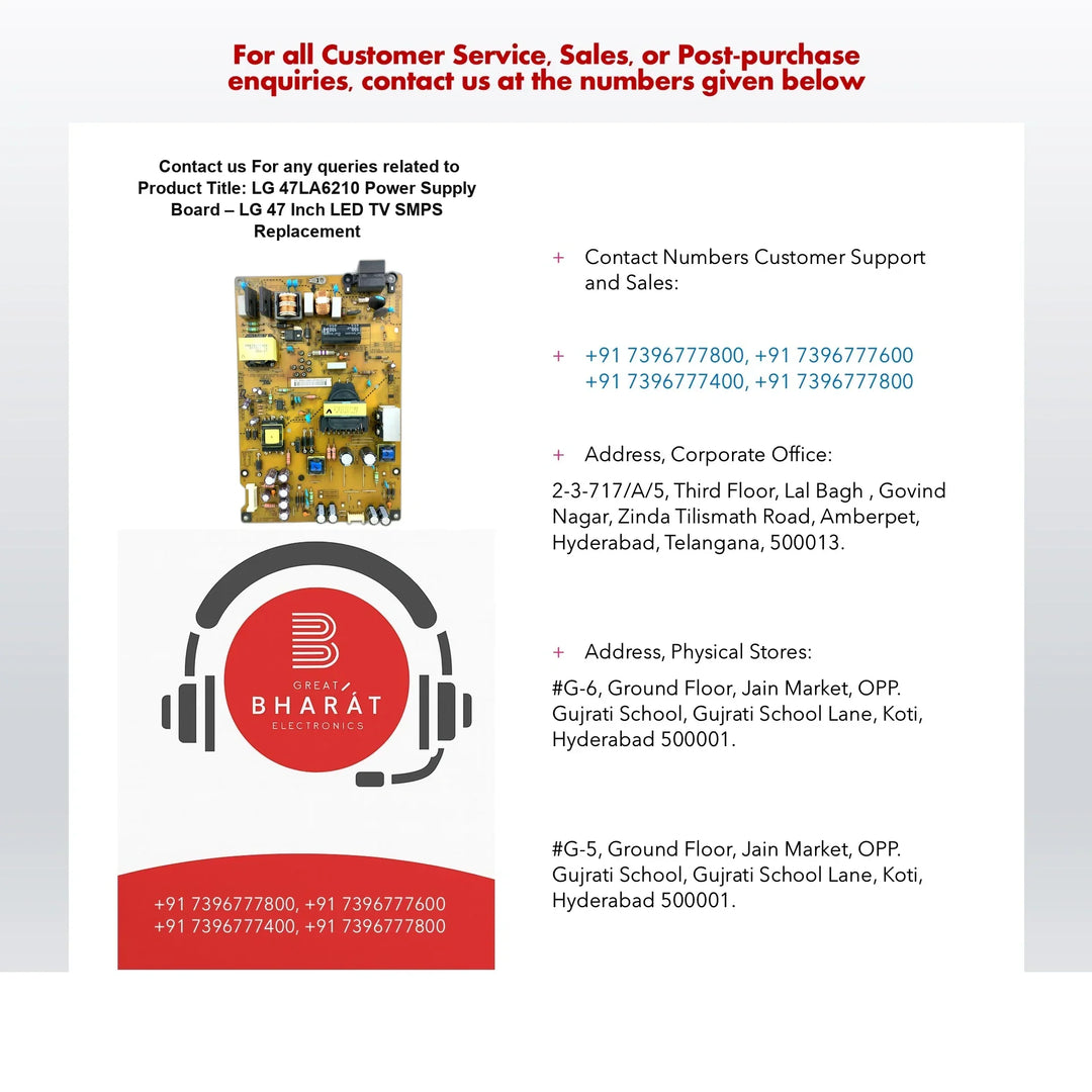 LG 47LA6210 Power Supply Board – LG 47 Inch LED TV SMPS Replacement - Great Bharat Electronics