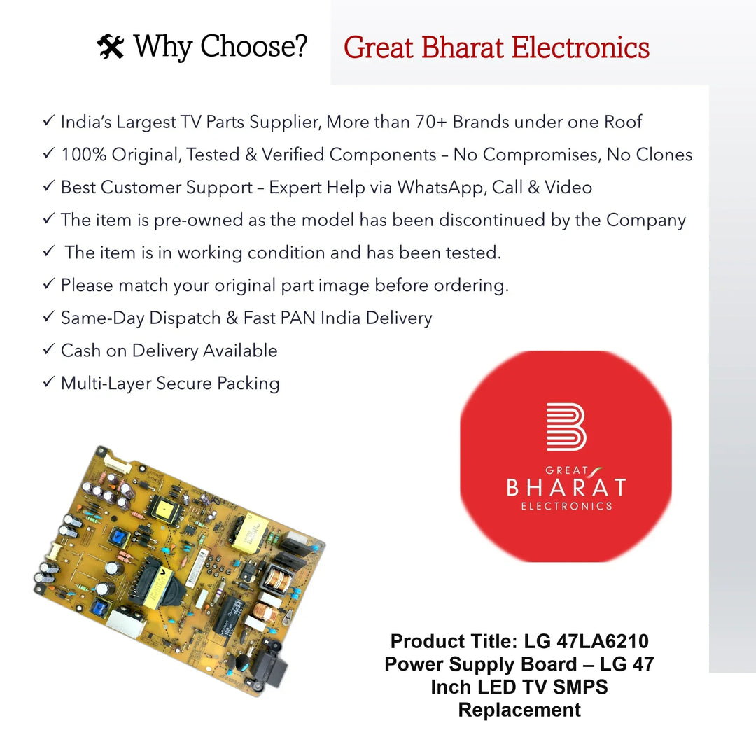 LG 47LA6210 Power Supply Board – LG 47 Inch LED TV SMPS Replacement - Great Bharat Electronics