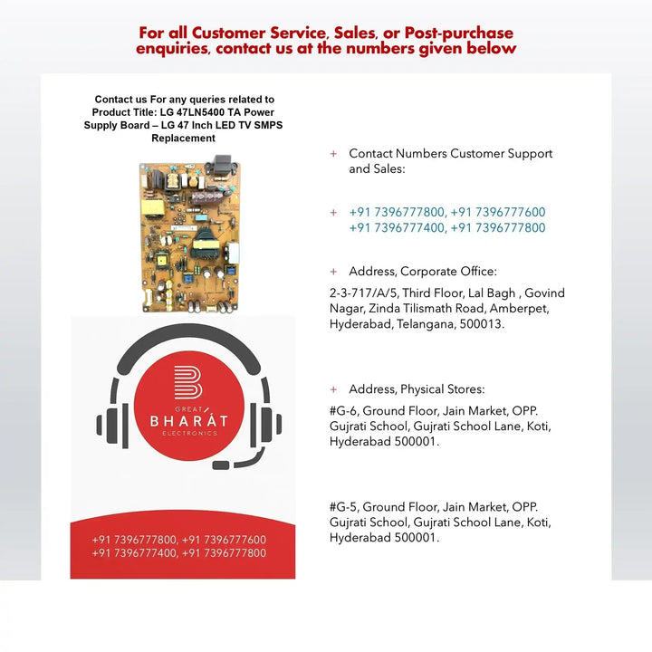 LG 47LN5400-TA Power Supply Board – LG 47 Inch LED TV SMPS Replacement - Great Bharat Electronics
