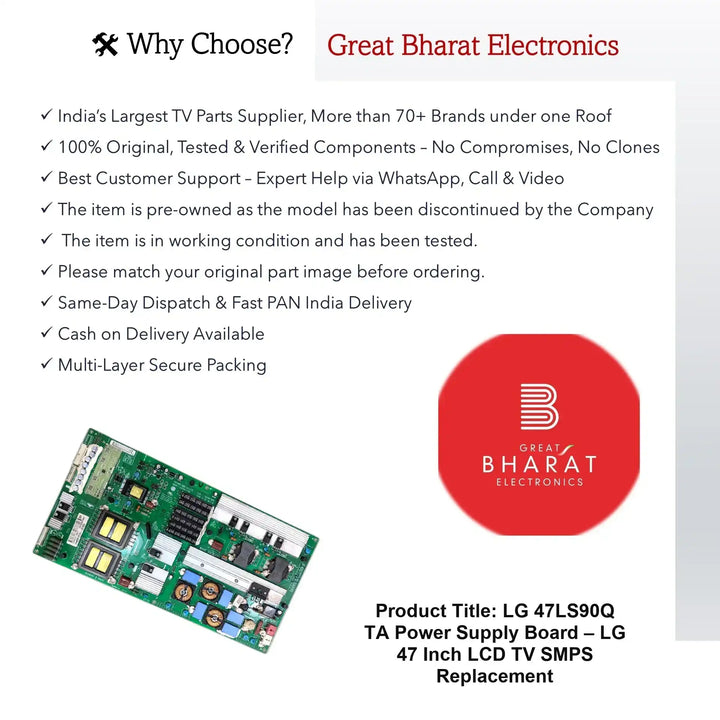 LG 47LS90Q-TA Power Supply Board – LG 47 Inch LCD TV SMPS Replacement - Great Bharat Electronics