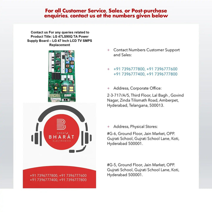 LG 47LS90Q-TA Power Supply Board – LG 47 Inch LCD TV SMPS Replacement - Great Bharat Electronics