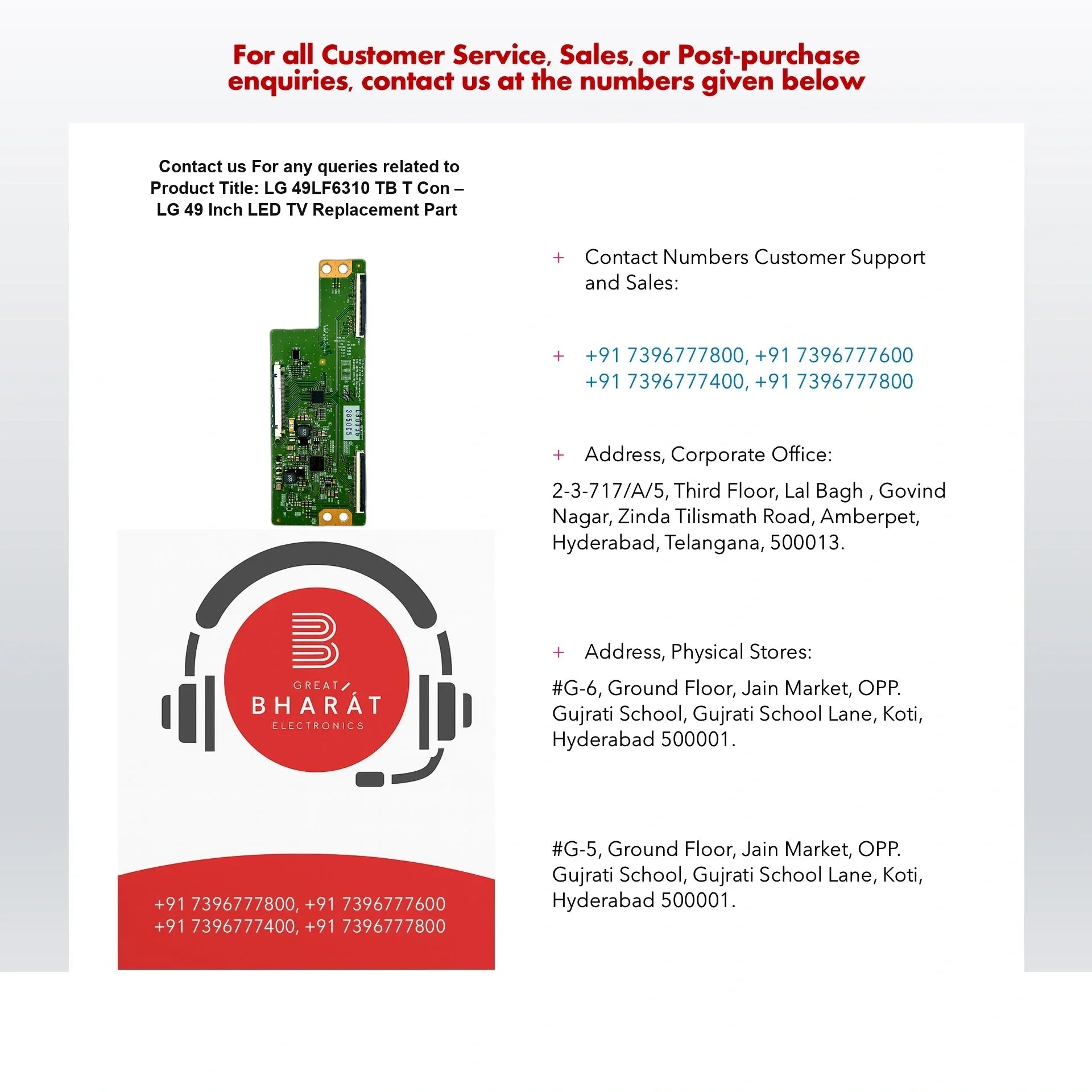 LG 49LF6310-TB T-Con Board – LG 49 Inch LED TV Replacement Part - Great Bharat Electronics