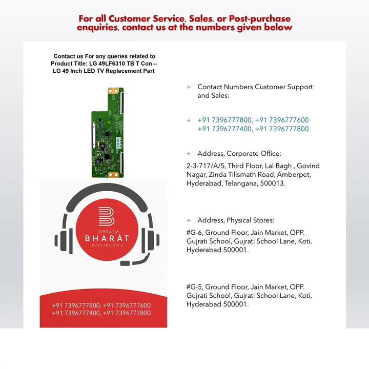 LG 49LF6310-TB T-Con Board – LG 49 Inch LED TV Replacement Part - Great Bharat Electronics