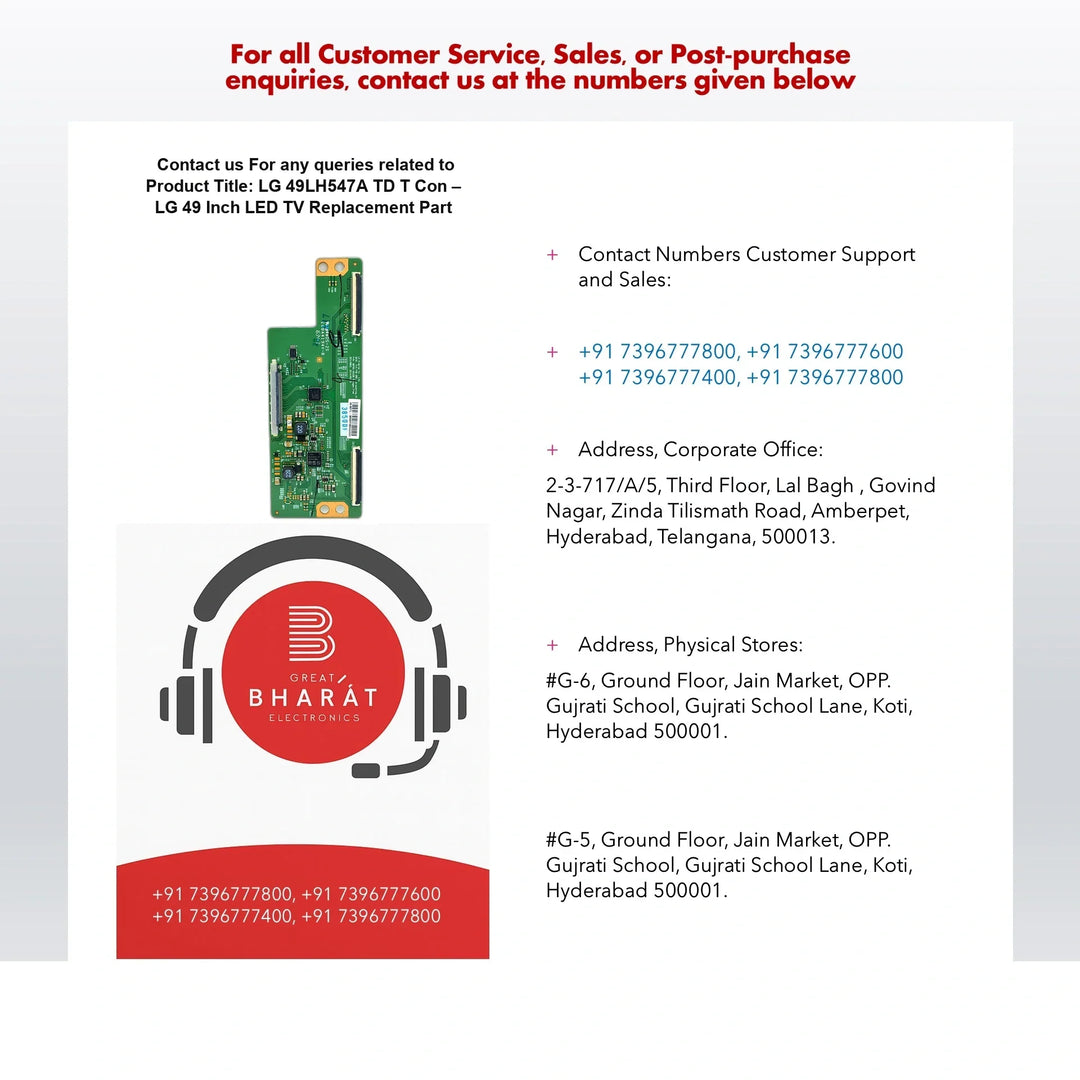 LG 49LH547A-TD T-Con Board – LG 49 Inch LED TV Replacement Part - Great Bharat Electronics