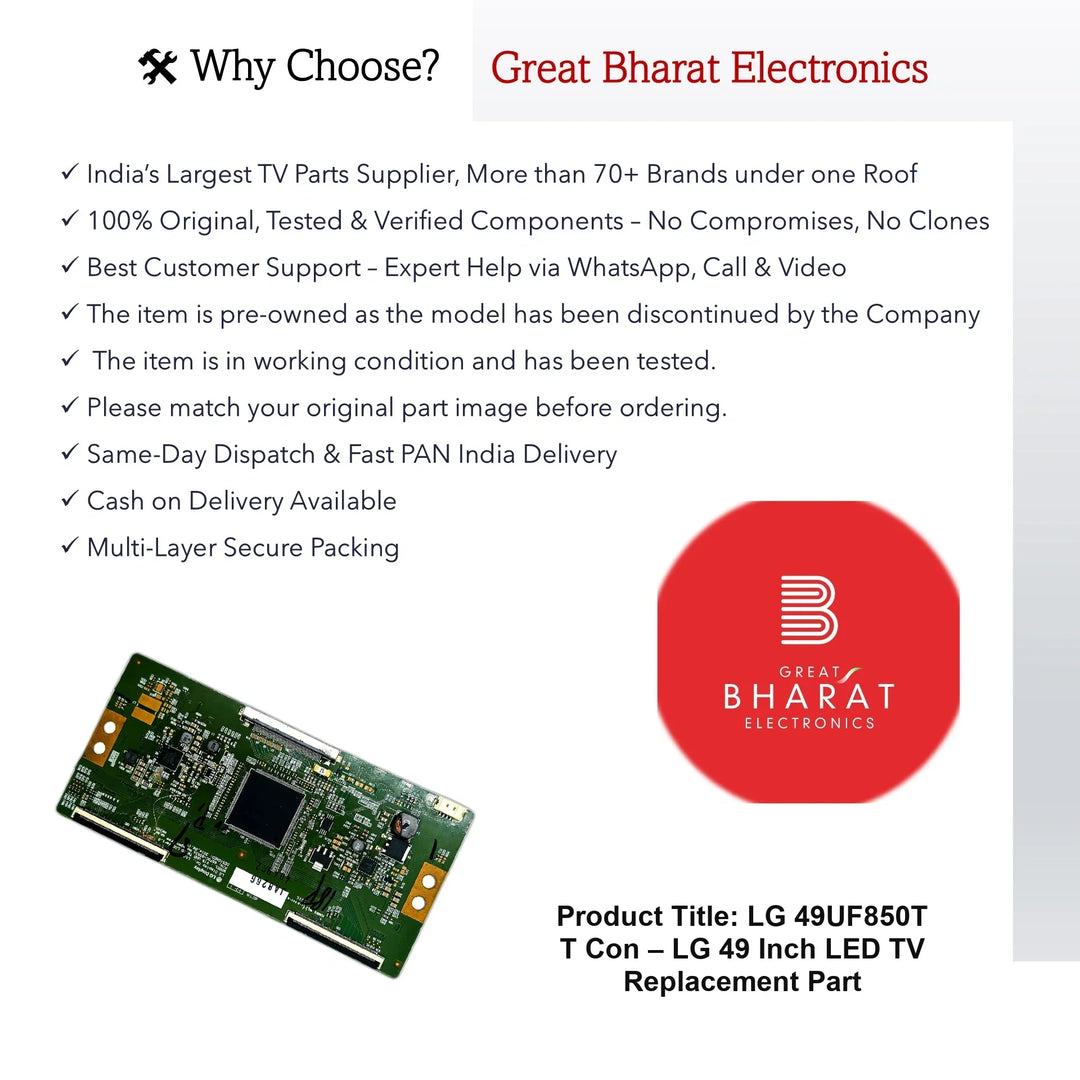 LG 49UF850T T-Con Board – LG 49 Inch LED TV Replacement Part - Great Bharat Electronics