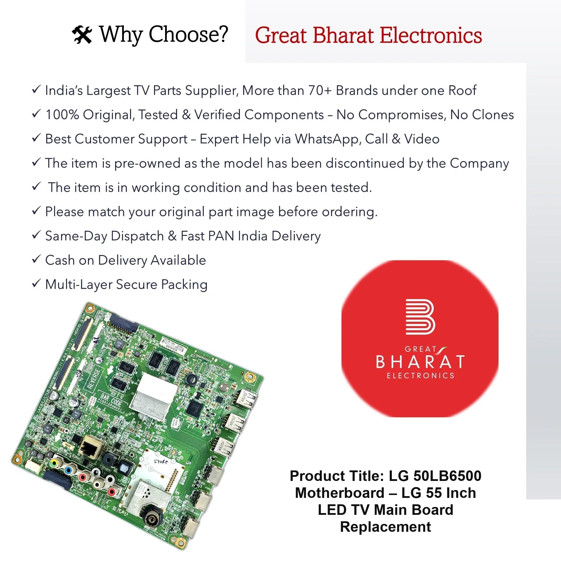 LG 50LB6500 Motherboard – LG 55 Inch LED TV Main Board Replacement - Great Bharat Electronics