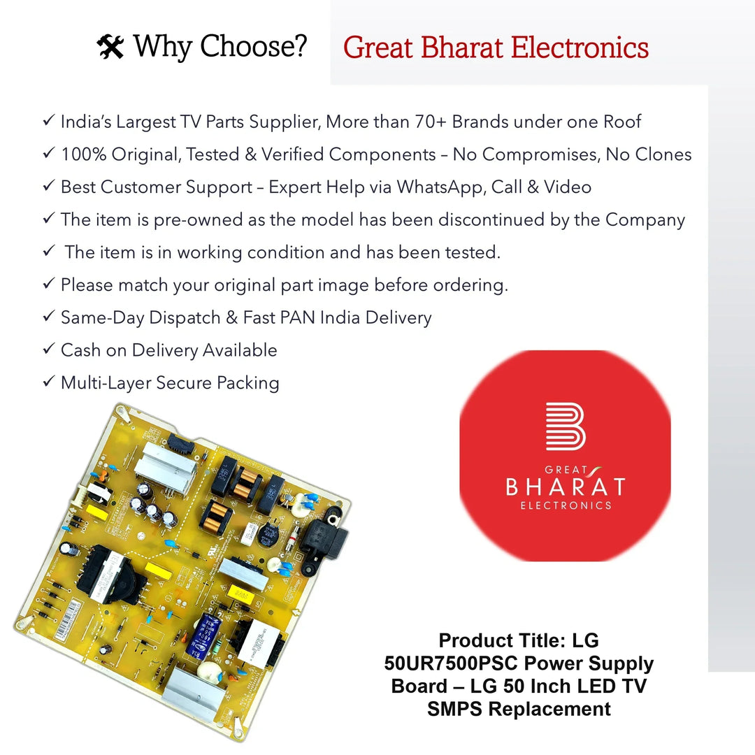 LG 50UR7500PSC Power Supply Board – LG 50 Inch LED TV SMPS Replacement - Great Bharat Electronics