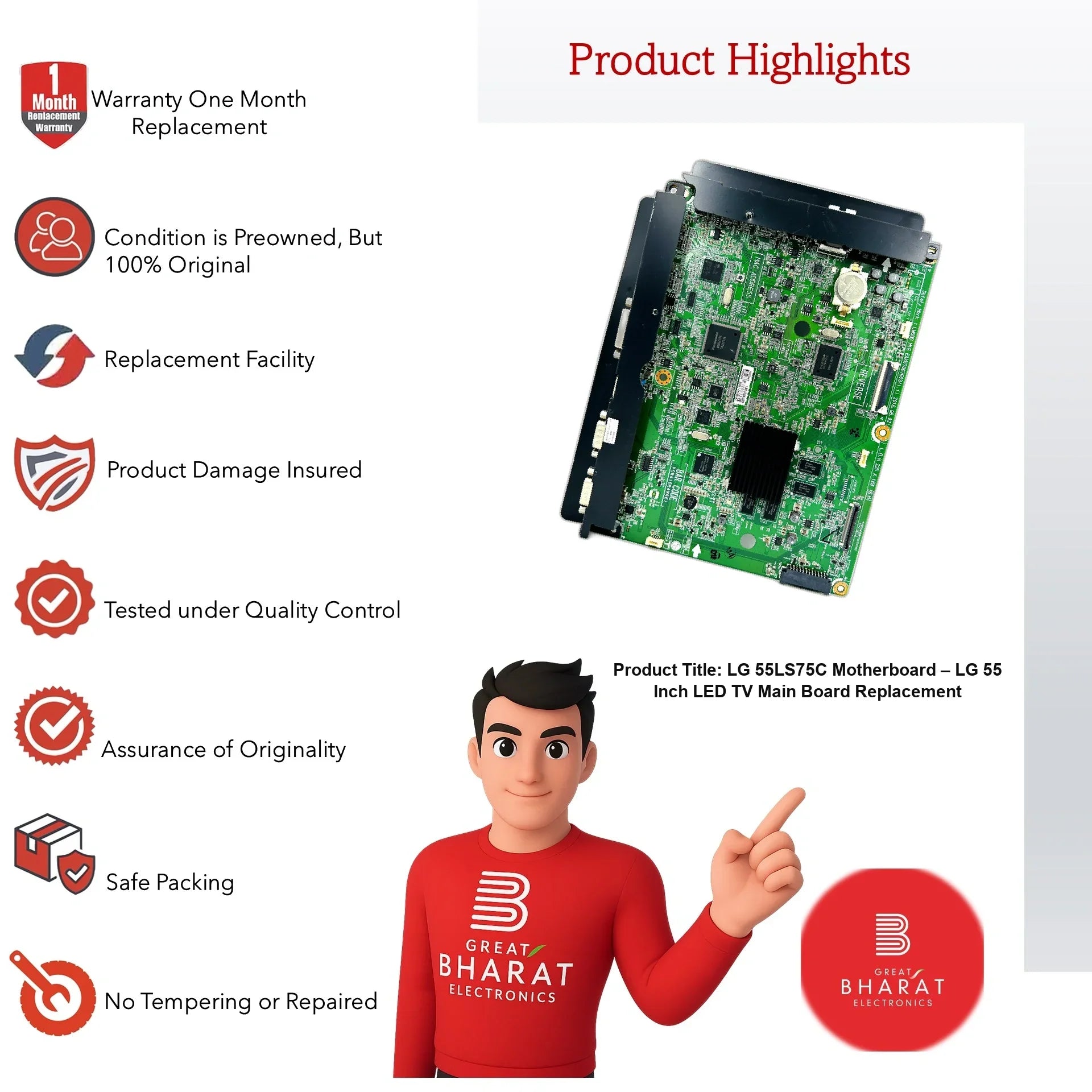 LG 55LS75C Motherboard – LG 55 Inch LED TV Main Board Replacement - Great Bharat Electronics