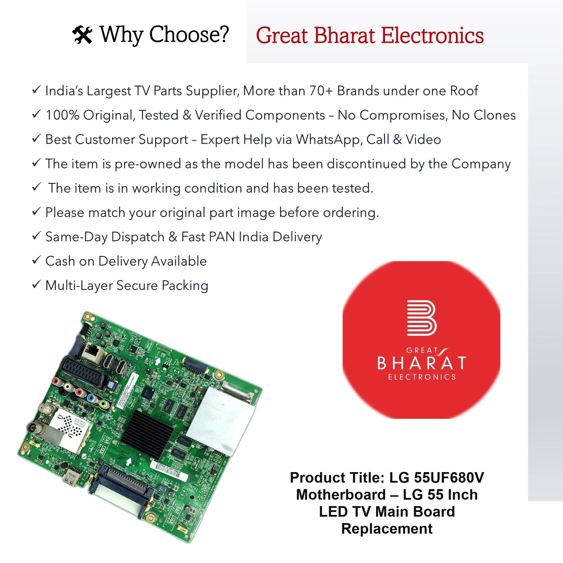 LG 55UF680V Motherboard – LG 55 Inch LED TV Main Board Replacement - Great Bharat Electronics