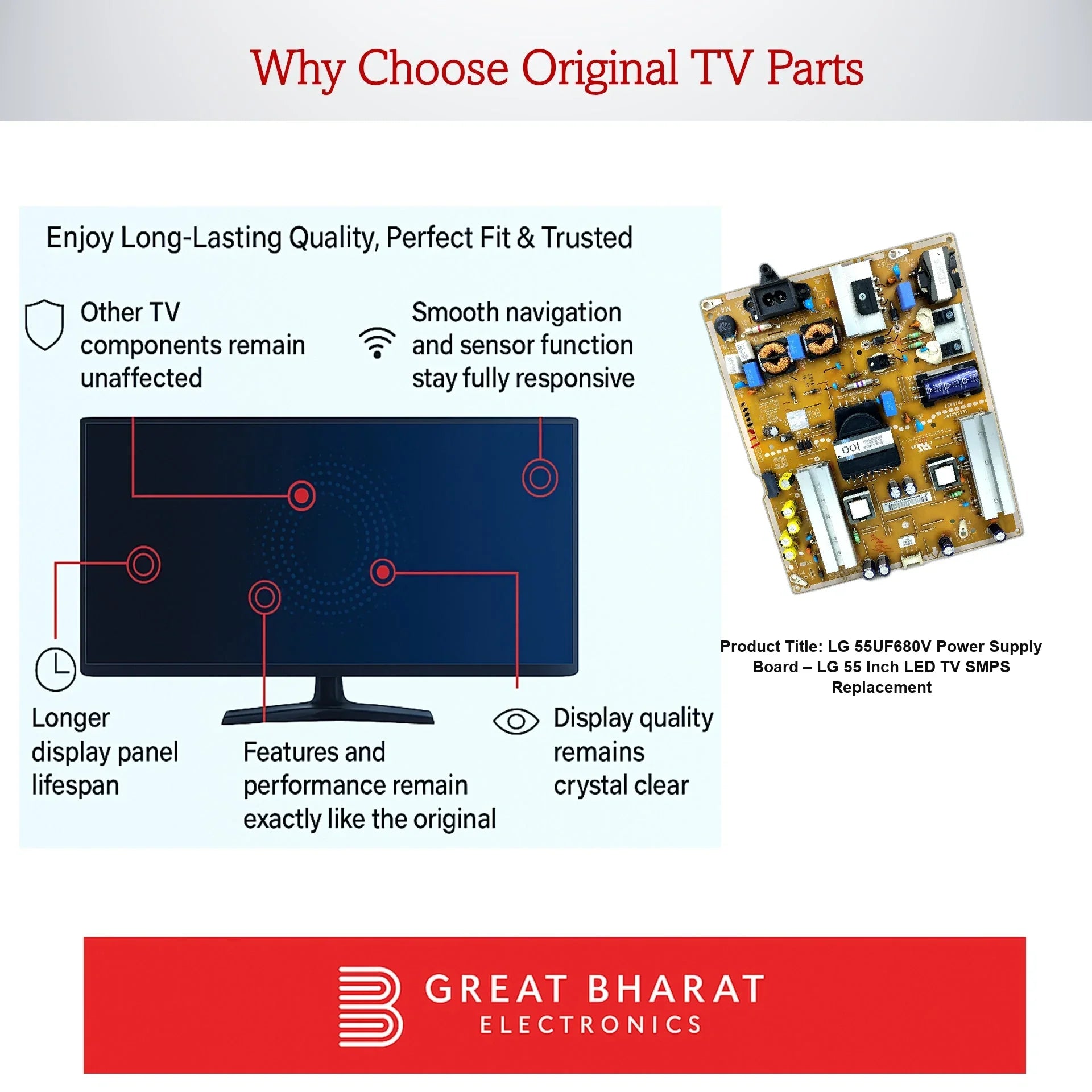 LG 55UF680V Power Supply Board – LG 55 Inch LED TV SMPS Replacement - Great Bharat Electronics
