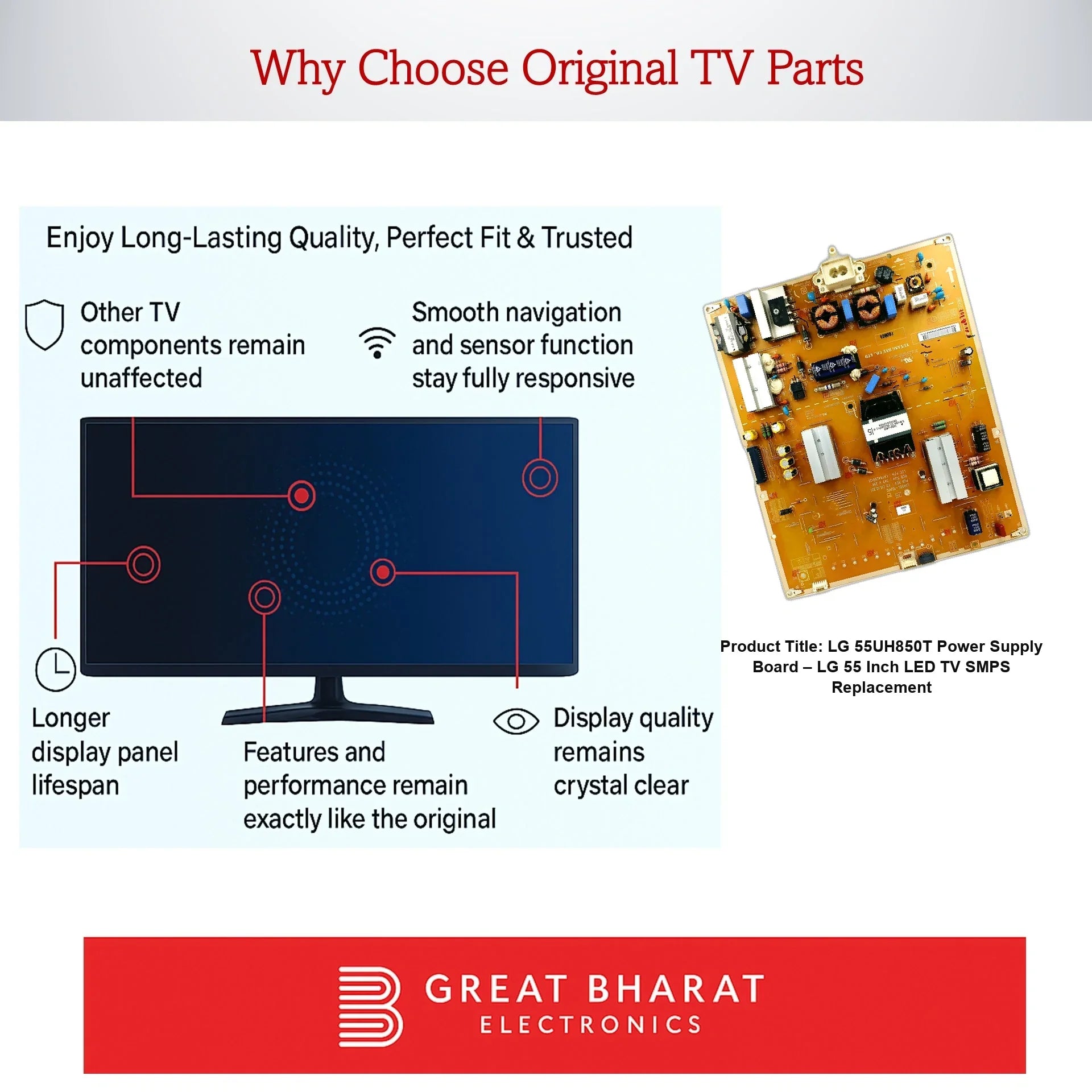 LG 55UH850T Power Supply Board – LG 55 Inch LED TV SMPS Replacement - Great Bharat Electronics