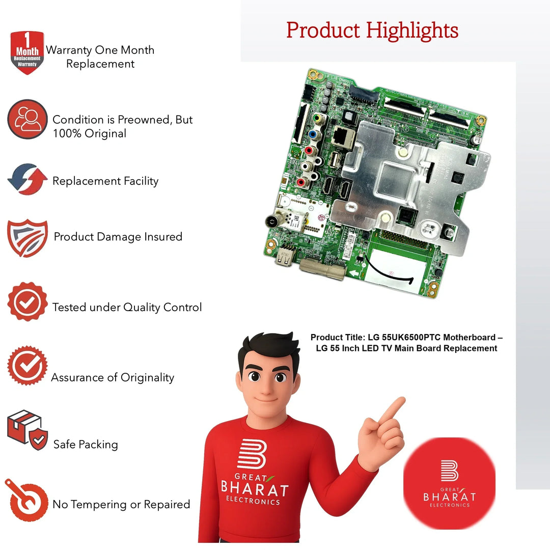 LG 55UK6500PTC Motherboard – LG 55 Inch LED TV Main Board Replacement - Great Bharat Electronics
