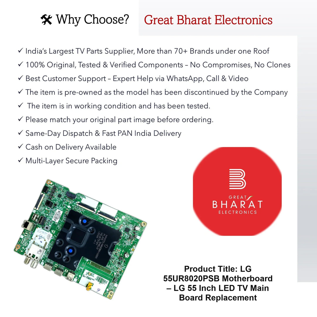 LG 55UR8020PSB Motherboard – LG 55 Inch LED TV Main Board Replacement - Great Bharat Electronics