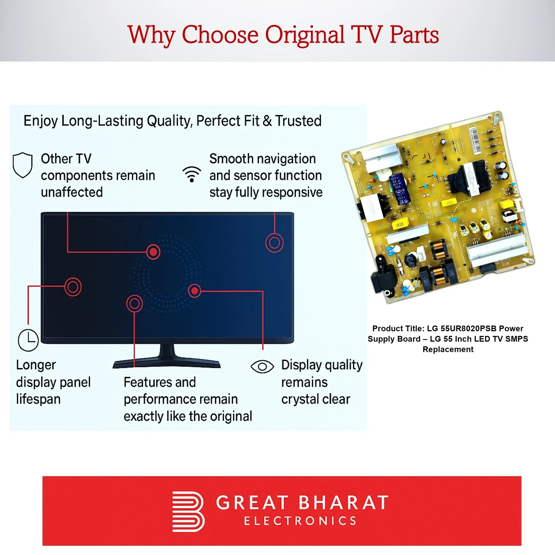 LG 55UR8020PSB Power Supply Board – LG 55 Inch LED TV SMPS Replacement - Great Bharat Electronics