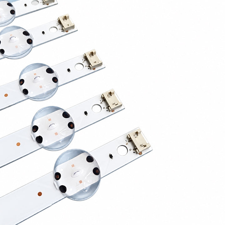 LG 65UM7300PTA LED TV backlight strip connectors and LED lenses close-up