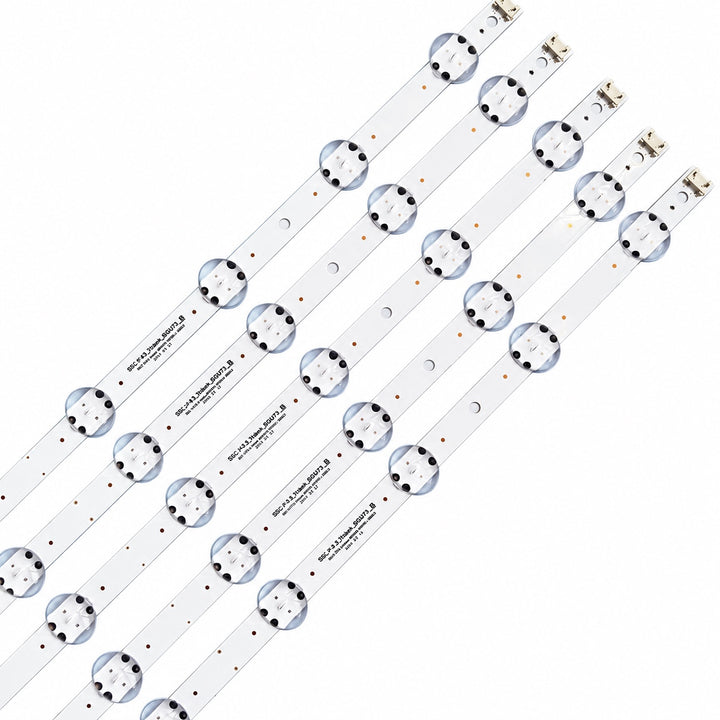 LG 65UM7300PTA five LED backlight strips showing lenses, connectors and PCB markings