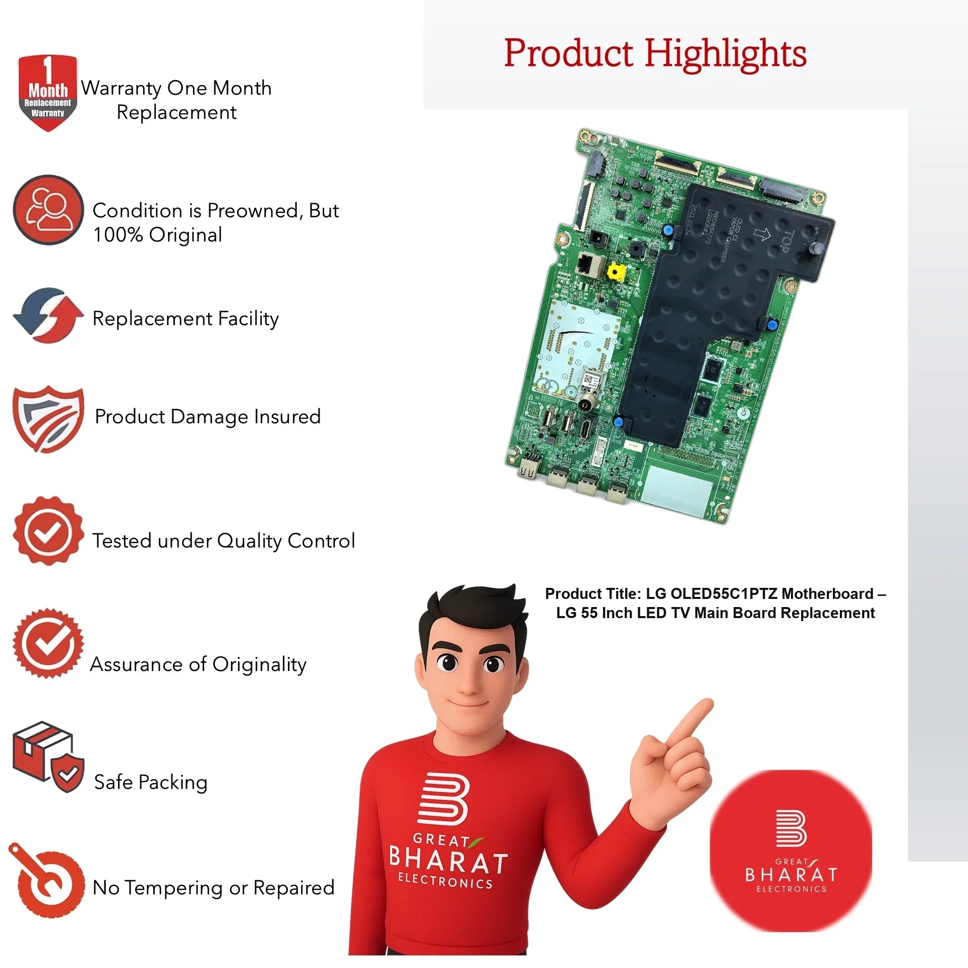 LG OLED55C1PTZ Motherboard – LG 55 Inch LED TV Main Board Replacement - Great Bharat Electronics