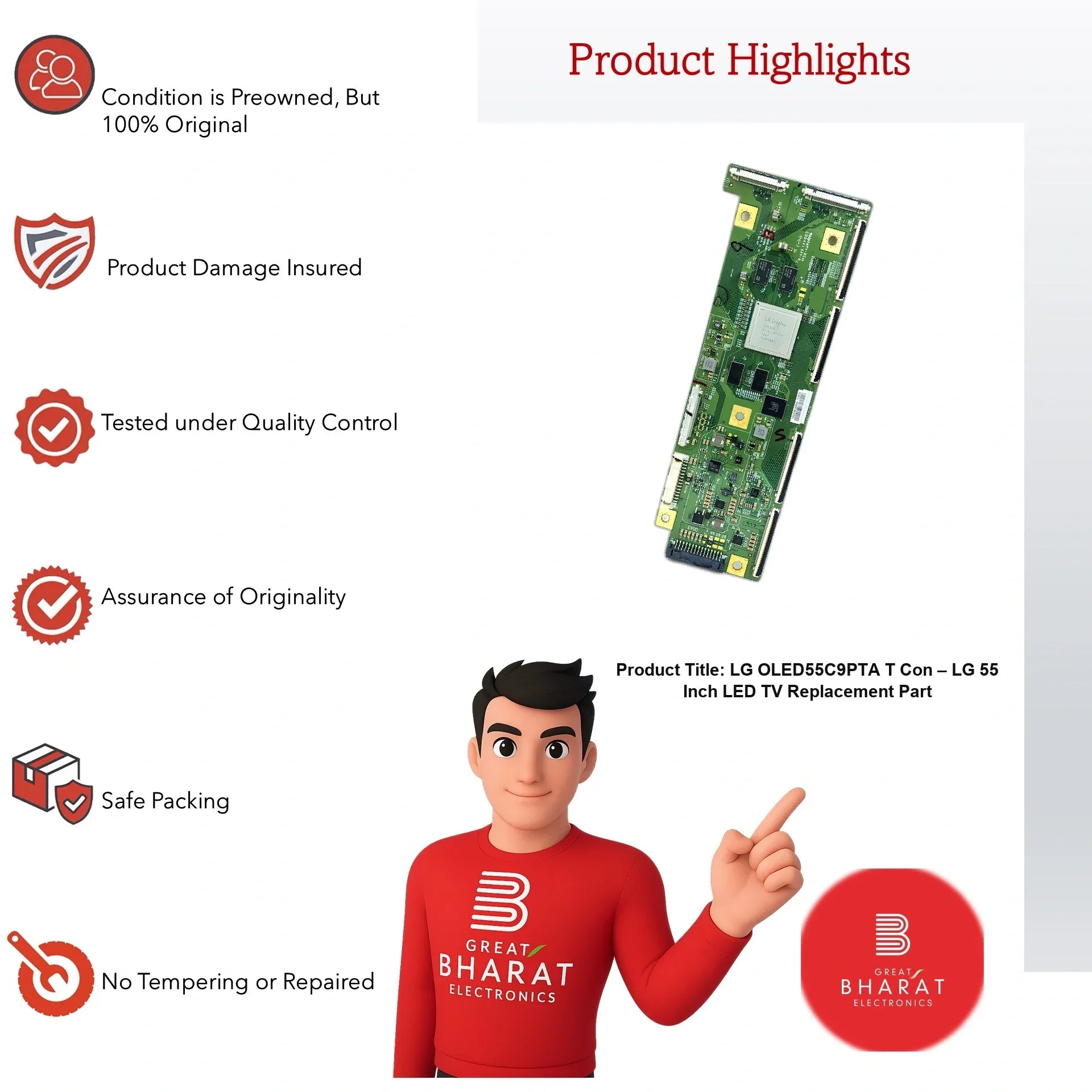 LG OLED55C9PTA T-Con Board – LG 55 Inch LED TV Replacement Part - Great Bharat Electronics