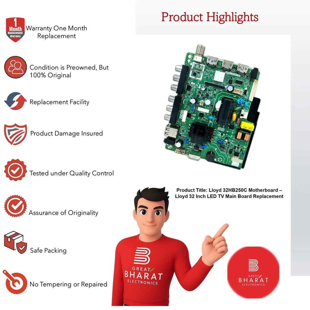 Lloyd 32HB250C Motherboard – Lloyd 32 Inch LED TV Main Board Replacement - Great Bharat Electronics
