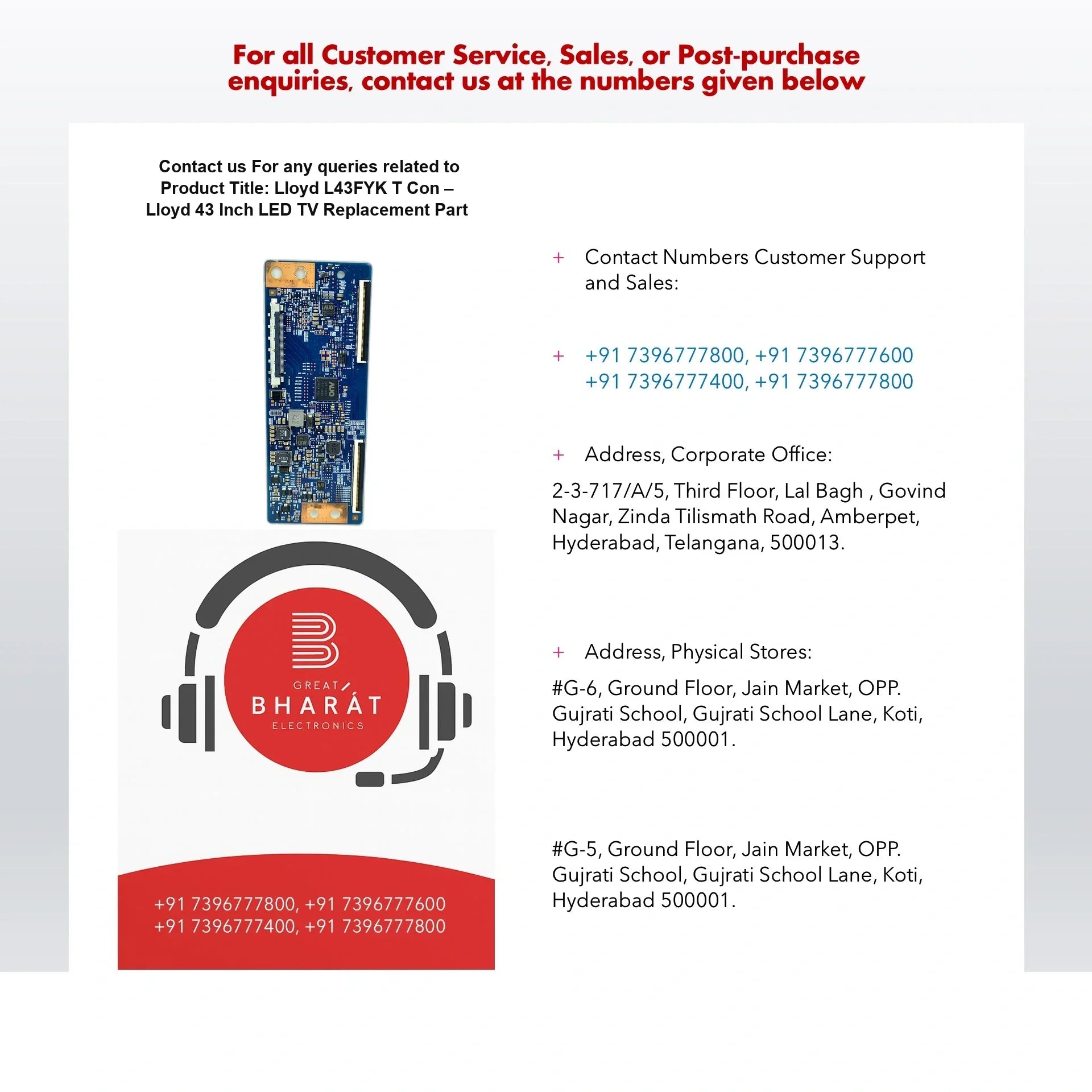 Lloyd L43FYK T-Con Board – Lloyd 43 Inch LED TV Replacement Part - Great Bharat Electronics