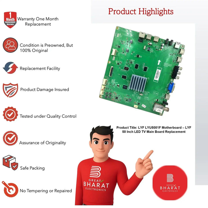 LYF LYU5001F Motherboard – LYF 50 Inch LED TV Main Board Replacement - Great Bharat Electronics