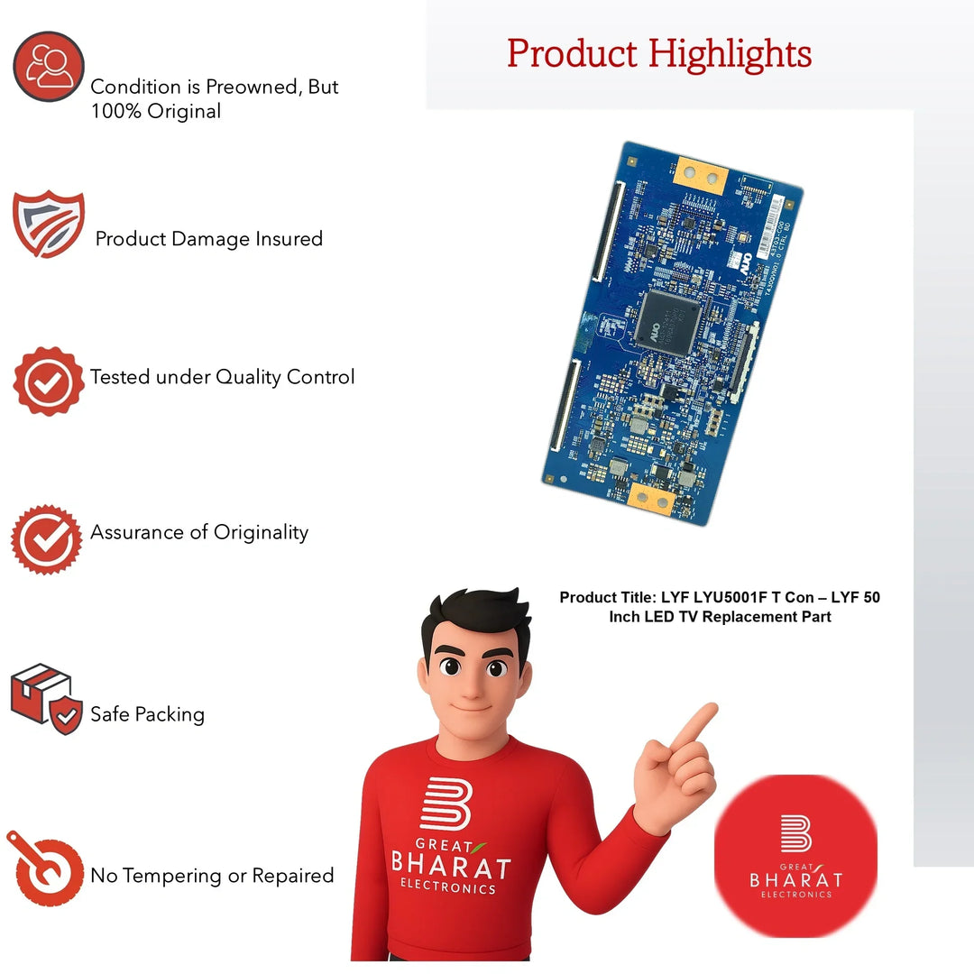 LYF LYU5001F T-Con Board – LYF 50 Inch LED TV Replacement Part - Great Bharat Electronics