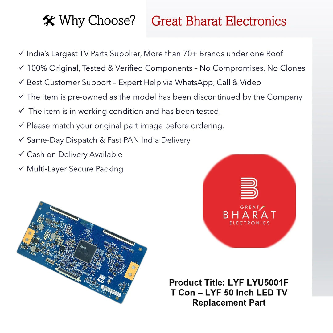LYF LYU5001F T-Con Board – LYF 50 Inch LED TV Replacement Part - Great Bharat Electronics