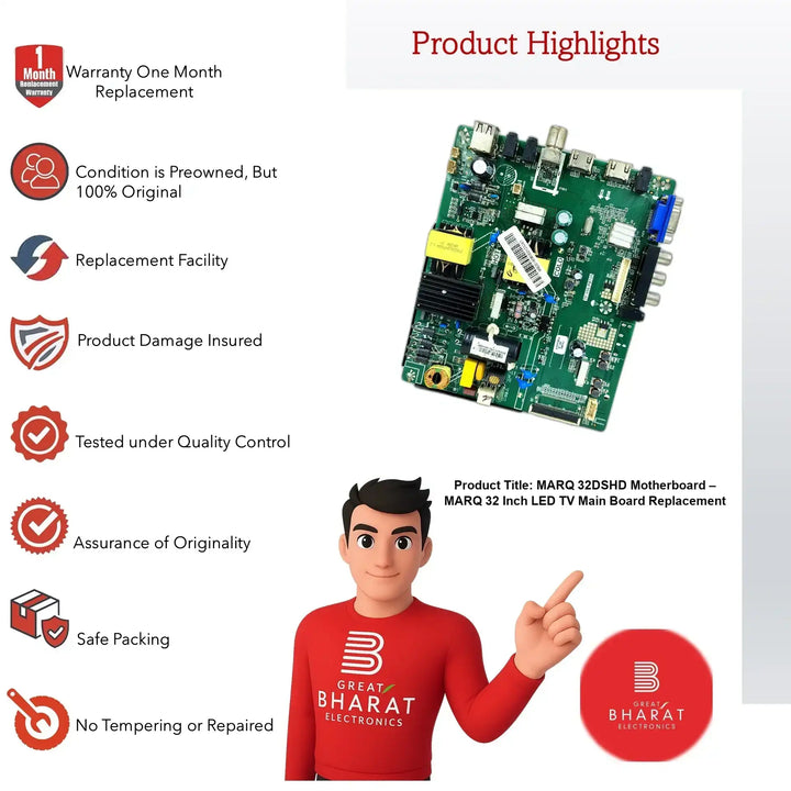 Marq 32DSHD Motherboard – Marq 32 Inch LED TV Main Board Replacement - Great Bharat Electronics